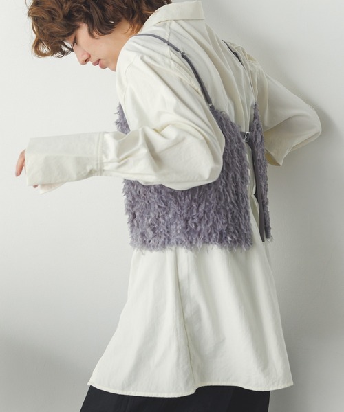 hunch（ハンチ）の「テープヤーン シャギービスチェ（ベスト・レディース・スカイブルー/ベージュ/グレー・FREE）」の8枚目の写真