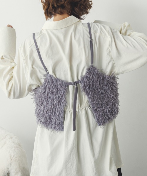 hunch（ハンチ）の「テープヤーン シャギービスチェ（ベスト・レディース・スカイブルー/ベージュ/グレー・FREE）」の9枚目の写真