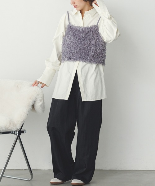 hunch（ハンチ）の「テープヤーン シャギービスチェ（ベスト・レディース・スカイブルー/ベージュ/グレー・FREE）」の12枚目の写真