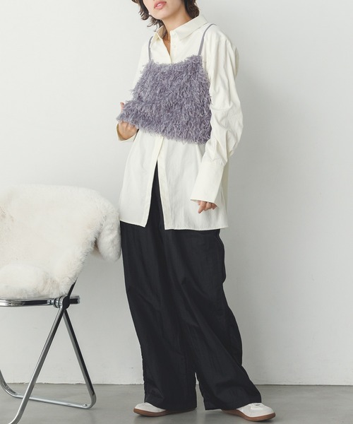 hunch（ハンチ）の「テープヤーン シャギービスチェ（ベスト・レディース・スカイブルー/ベージュ/グレー・FREE）」の14枚目の写真