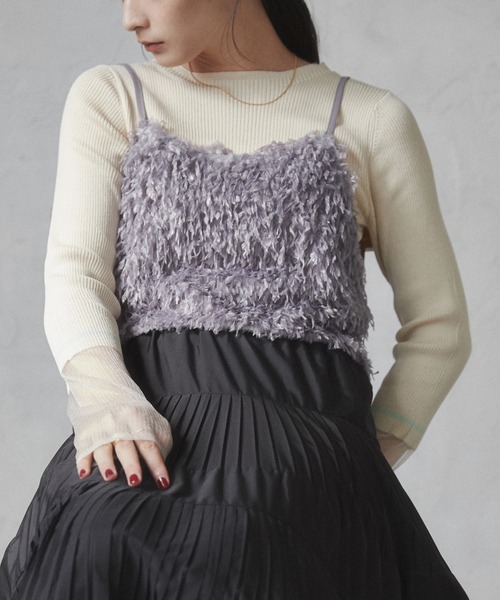 hunch（ハンチ）の「テープヤーン シャギービスチェ（ベスト・レディース・スカイブルー/ベージュ/グレー・FREE）」の17枚目の写真