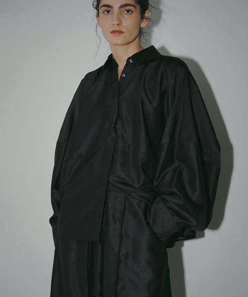 新品未使用　ETRETOKYO デザインカフスシャンタンシャツ BLACK S TOMOCO UNABARA × ETRE TOKYO】デザインカフスシャンタンシャツ