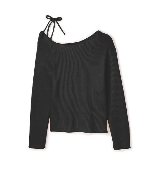 shoulder ribbon knit tops/ショルダーリボンニットトップス