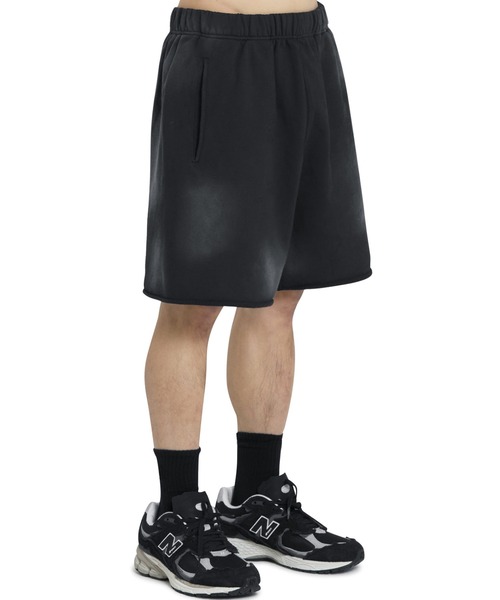 OY(オーワイ)の「『OY/オーワイ』 VINTAGE WASHED HEART SHORTS/ヴィンテージウォッシュドハーフショーツ(スウェットパンツ・レディース・グレー/ブラック・M/L)」の4枚目の写真