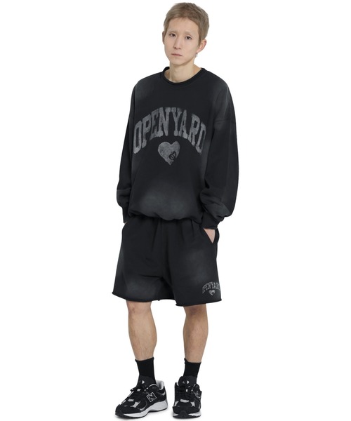 OY(オーワイ)の「『OY/オーワイ』 VINTAGE WASHED HEART SHORTS/ヴィンテージウォッシュドハーフショーツ(スウェットパンツ・レディース・グレー/ブラック・M/L)」の7枚目の写真
