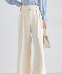 ベルト付きタックワイドパンツ
