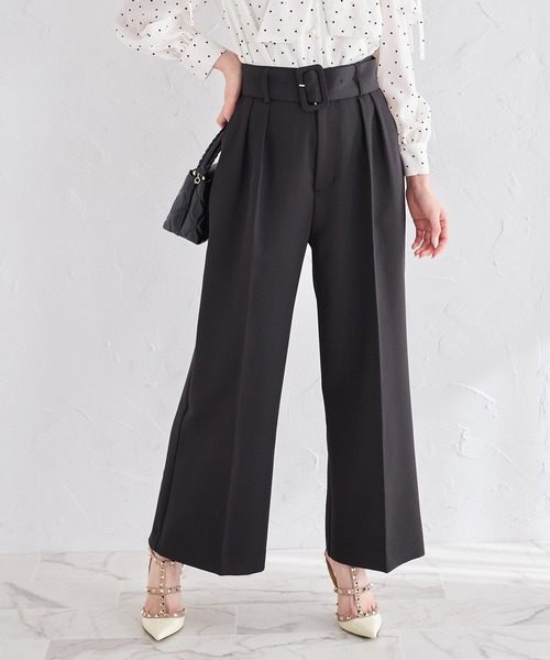 tocco closet（トッコ　クローゼット）の「ベルト付きタックワイドパンツ（その他パンツ・レディース・アイボリー/ブラック・M）」の9枚目の写真