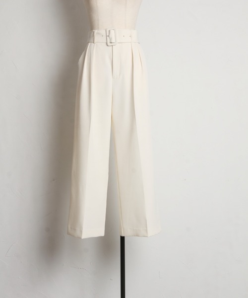tocco closet（トッコ　クローゼット）の「ベルト付きタックワイドパンツ（その他パンツ・レディース・アイボリー/ブラック・M）」の12枚目の写真
