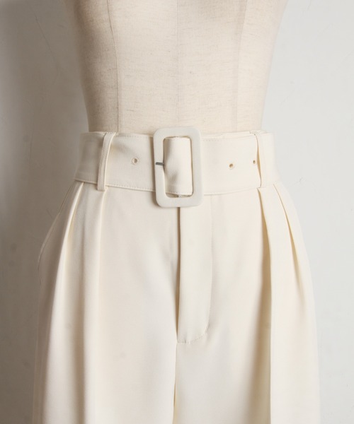 tocco closet（トッコ　クローゼット）の「ベルト付きタックワイドパンツ（その他パンツ・レディース・アイボリー/ブラック・M）」の15枚目の写真