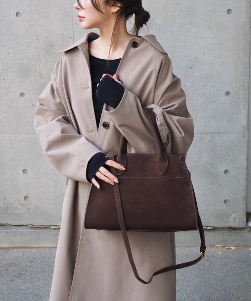 suede like boston bag /スウェード調2WAYボストントートバッグ