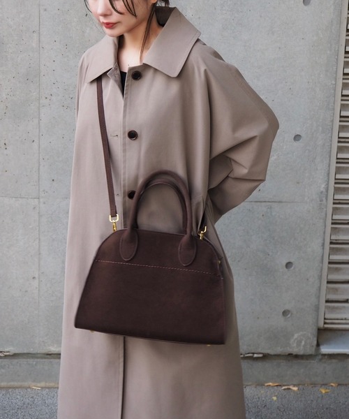 suede like boston bag /スウェード調2WAYボストントートバッグ