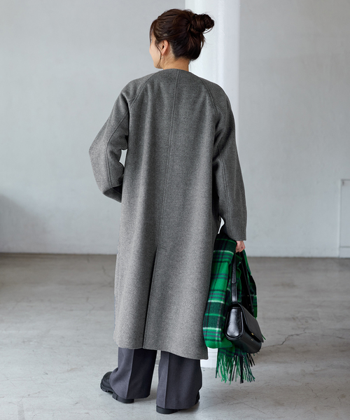 JOURNAL STANDARD（ジャーナルスタンダード）の「《追加2》スーパー140ビーバーノーカラーコート（ノーカラーコート・レディース・グレー/ブラック/ベージュ系その他・36/38）」の17枚目の写真