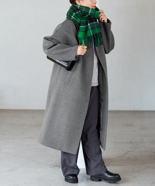 JOURNAL STANDARD（ジャーナルスタンダード）の「《追加2》スーパー140ビーバーノーカラーコート（ノーカラーコート・レディース・グレー/ブラック/ベージュ系その他・36/38）」の20枚目の写真