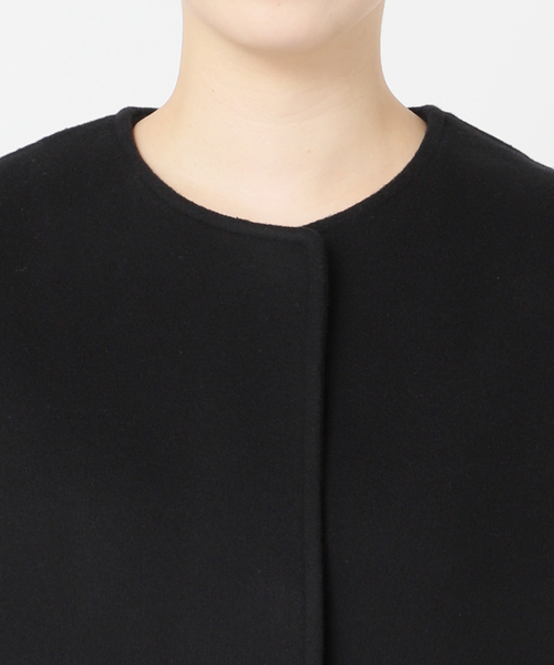 美品＊ジャーナルスタンダード スーパー140ビーバーノーカラーコート 黒 ロング 追加2》スーパー140ビーバーノーカラーコート（ノーカラーコート