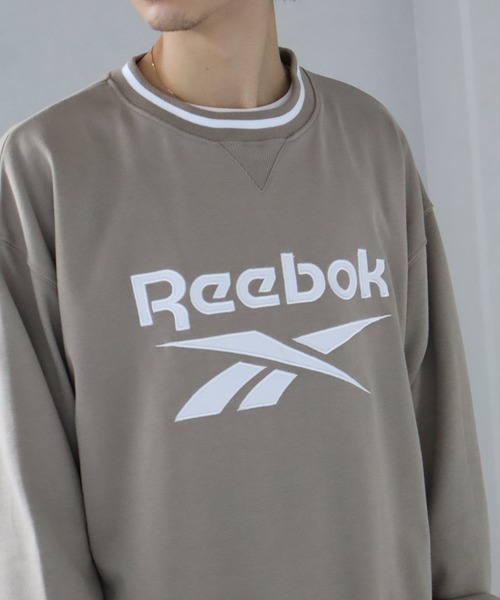 セール】【Reebok/リーボック】裏毛 ロゴワッペン リブライン クルー