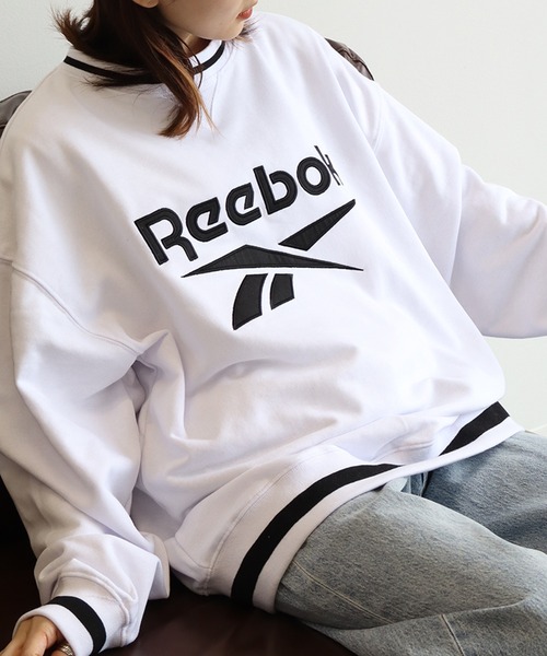 【セール】【Reebok/リーボック】裏毛 ロゴワッペン リブライン クルースウェット(スウェット)|Reebok(リーボック)