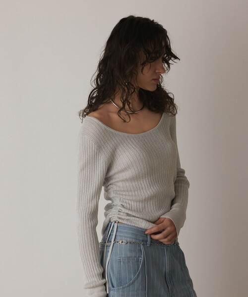 Diagram(ダイアグラム)の「ラメリブクルーネックトップ(Tシャツ/カットソー・レディース・ブラック/ゴールド/ホワイト・36)」の6枚目の写真