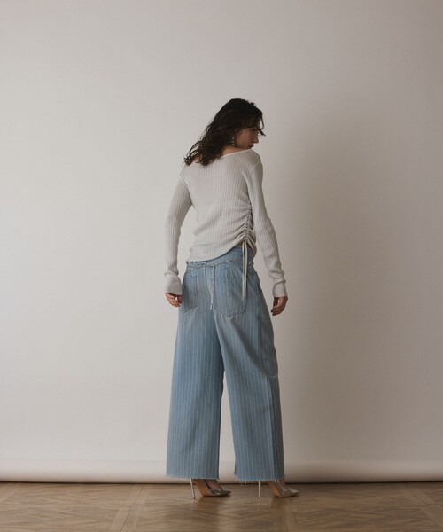 Diagram(ダイアグラム)の「ラメリブクルーネックトップ(Tシャツ/カットソー・レディース・ブラック/ゴールド/ホワイト・36)」の8枚目の写真