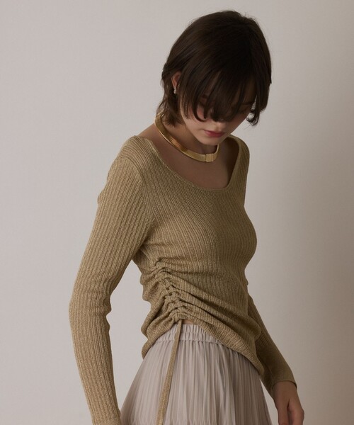 Diagram(ダイアグラム)の「ラメリブクルーネックトップ(Tシャツ/カットソー・レディース・ブラック/ゴールド/ホワイト・36)」の13枚目の写真