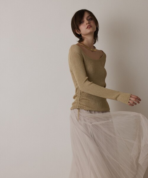 Diagram(ダイアグラム)の「ラメリブクルーネックトップ(Tシャツ/カットソー・レディース・ブラック/ゴールド/ホワイト・36)」の18枚目の写真