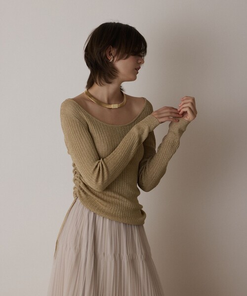 Diagram(ダイアグラム)の「ラメリブクルーネックトップ(Tシャツ/カットソー・レディース・ブラック/ゴールド/ホワイト・36)」の21枚目の写真