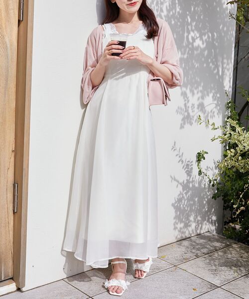 MAJESTIC LEGON（マジェスティックレゴン）の「シアーレディキャミワンピ（ワンピース・レディース・チャコールグレー/ブラック/グレイッシュベージュ/アイボリー・MEDIUM/SMALL/X-SMALL）」の6枚目の写真