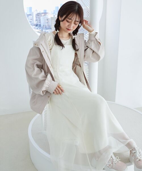 MAJESTIC LEGON（マジェスティックレゴン）の「シアーレディキャミワンピ（ワンピース・レディース・チャコールグレー/ブラック/グレイッシュベージュ/アイボリー・MEDIUM/SMALL/X-SMALL）」の8枚目の写真