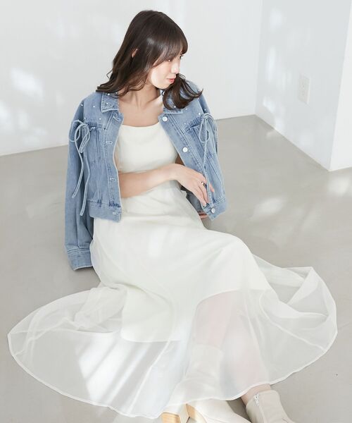 MAJESTIC LEGON（マジェスティックレゴン）の「シアーレディキャミワンピ（ワンピース・レディース・チャコールグレー/ブラック/グレイッシュベージュ/アイボリー・MEDIUM/SMALL/X-SMALL）」の11枚目の写真