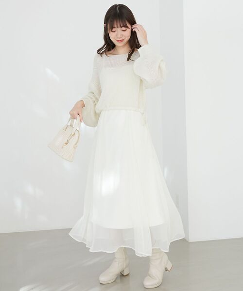 MAJESTIC LEGON（マジェスティックレゴン）の「シアーレディキャミワンピ（ワンピース・レディース・チャコールグレー/ブラック/グレイッシュベージュ/アイボリー・MEDIUM/SMALL/X-SMALL）」の12枚目の写真