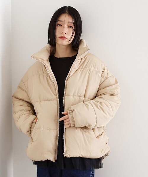 THE SHOP TK （ザ ショップ ティーケー ）の「◆【撥水】タフタ中綿ブルゾン（その他アウター・レディース・ブラック/ライトベージュ・12/13）」の8枚目の写真