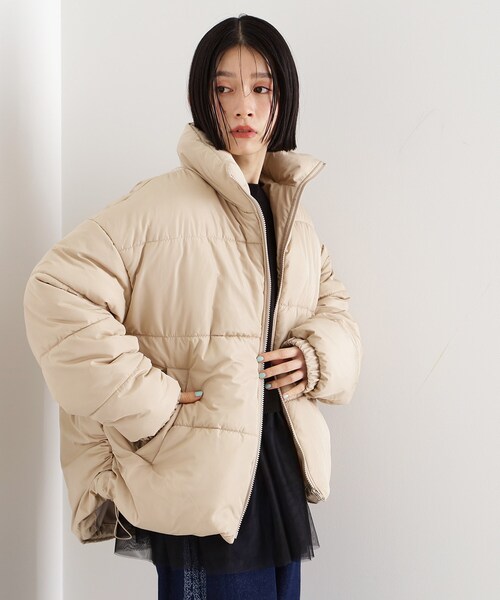 THE SHOP TK （ザ ショップ ティーケー ）の「◆【撥水】タフタ中綿ブルゾン（その他アウター・レディース・ブラック/ライトベージュ・12/13）」の3枚目の写真