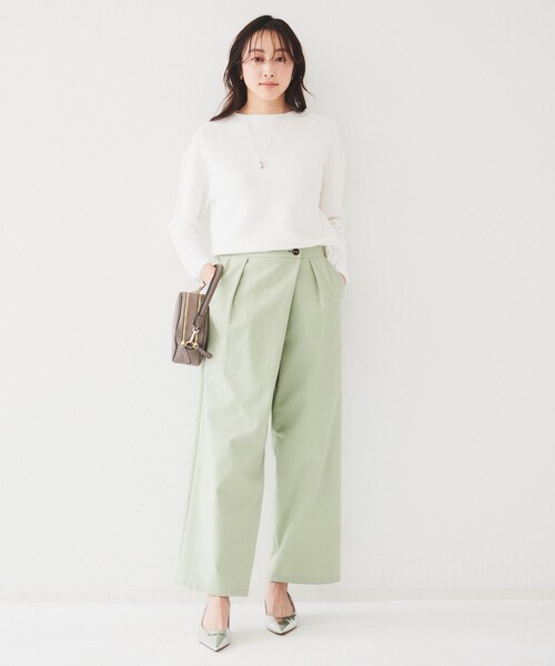 UNTITLED（アンタイトル）の「【体型カバー/春素材】コットン混 ガーターニット（ニット/セーター・レディース・ベビーピンク/ライトグレー/オフホワイト/ブルー/ネイビー・44/48/00/02/04）」の10枚目の写真