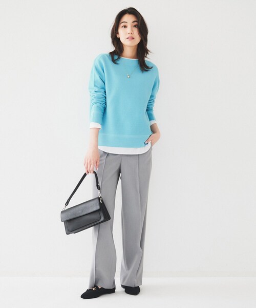 UNTITLED（アンタイトル）の「【体型カバー/春素材】コットン混 ガーターニット（ニット/セーター・レディース・ベビーピンク/ライトグレー/オフホワイト/ブルー/ネイビー・44/48/00/02/04）」の21枚目の写真