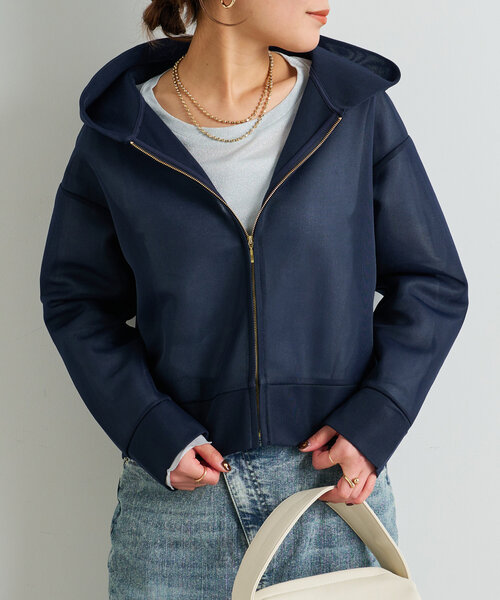 un dix cors(アンディコール)の「シアーダンボールパーカー(パーカー・レディース・オフホワイト/ネイビー・FREE)」の1枚目の写真