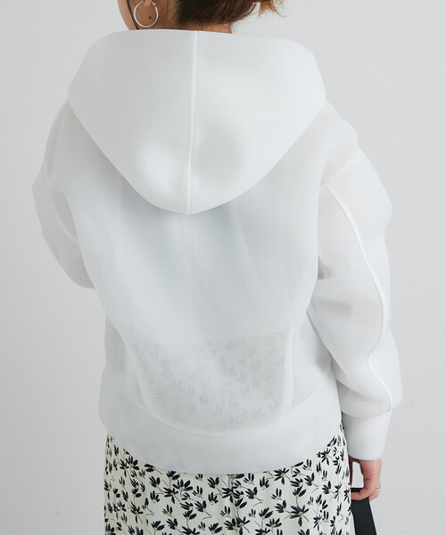 un dix cors(アンディコール)の「シアーダンボールパーカー(パーカー・レディース・オフホワイト/ネイビー・FREE)」の6枚目の写真