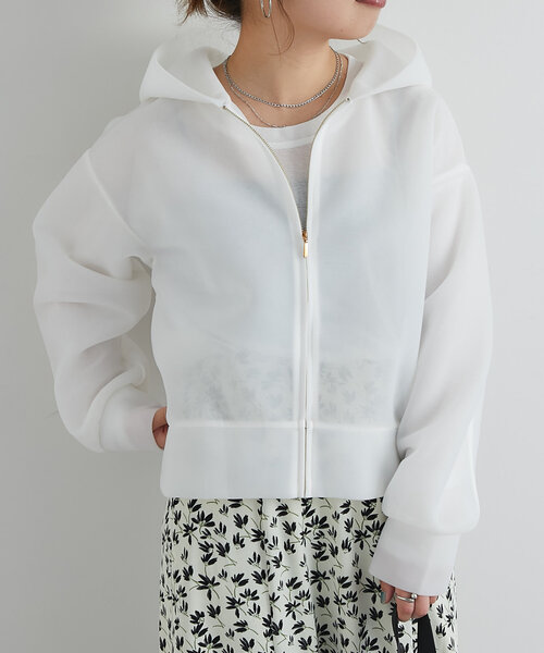 un dix cors(アンディコール)の「シアーダンボールパーカー(パーカー・レディース・オフホワイト/ネイビー・FREE)」の7枚目の写真