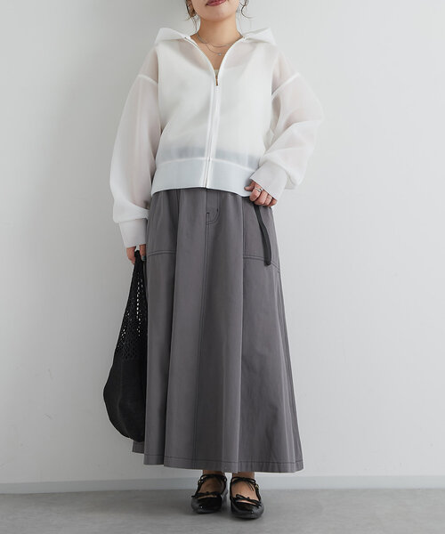 un dix cors(アンディコール)の「シアーダンボールパーカー(パーカー・レディース・オフホワイト/ネイビー・FREE)」の12枚目の写真