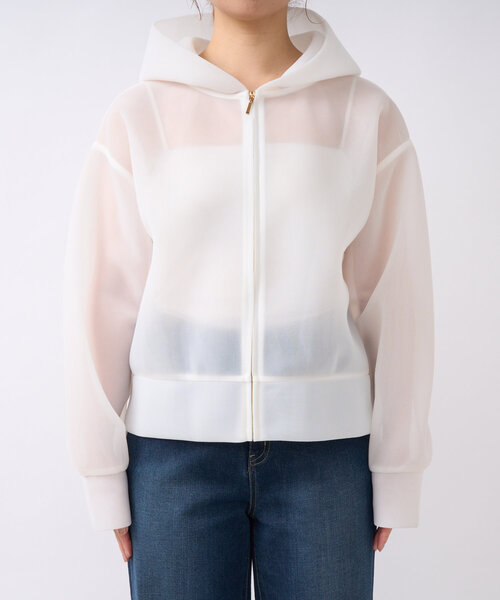 un dix cors(アンディコール)の「シアーダンボールパーカー(パーカー・レディース・オフホワイト/ネイビー・FREE)」の13枚目の写真