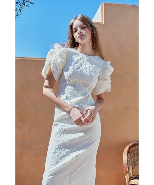 Estella.K エステラケー　バタフライジャガードミディドレス セール】Butterfly Jacquard Midi Dress ジャガードバタフライ