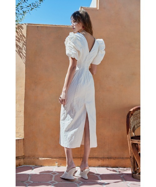Estella.K(エステラケー)の「Butterfly Jacquard Midi Dress ジャガードバタフライドレス(ワンピース・レディース・ラベンダー/ブラック/オフホワイト・FREE)」の5枚目の写真