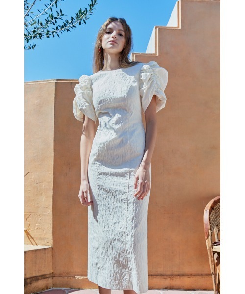 スーツ・フォーマル・ドレス Estella.k Butterfly Jacquard Midi Dress Butterfly Jacquard Midi Dress ジャガードバタフライドレス