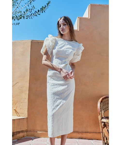 Estella.K(エステラケー)の「Butterfly Jacquard Midi Dress ジャガードバタフライドレス(ワンピース・レディース・ラベンダー/ブラック/オフホワイト・FREE)」の7枚目の写真