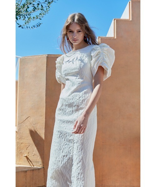Estella.K(エステラケー)の「Butterfly Jacquard Midi Dress ジャガードバタフライドレス(ワンピース・レディース・ラベンダー/ブラック/オフホワイト・FREE)」の8枚目の写真