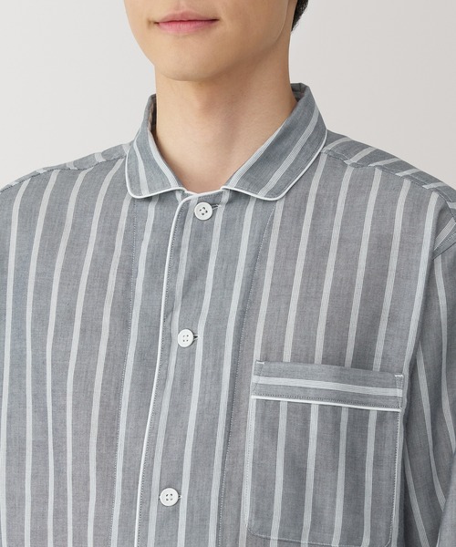 無印良品（ムジルシリョウヒン）の「紳士　脇に縫い目のない　二重ガーゼ長袖パジャマ（ルームウェア/パジャマ・メンズ・グレー系/ベージュ系/グリーン系/ブルー系・S/M/L/XL）」の15枚目の写真