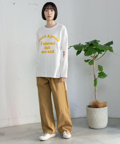 POU DOU DOU（プードゥドゥ）の「フロッキーロゴプリントロンT（Tシャツ/カットソー・レディース・ライトイエロー/オフホワイト/オートミール・M）」の5枚目の写真