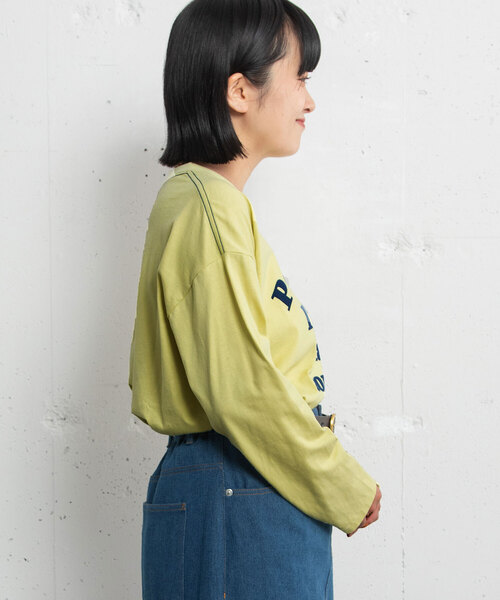 POU DOU DOU（プードゥドゥ）の「フロッキーロゴプリントロンT（Tシャツ/カットソー・レディース・ライトイエロー/オフホワイト/オートミール・M）」の11枚目の写真