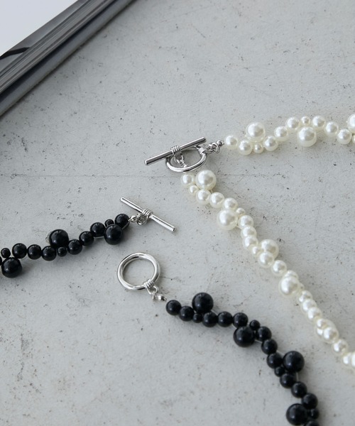 【美品】Froxy ダブルストランドパールネックレス シルバー バロックパール 2Wayチェーンミックス ネックレス GP