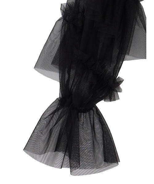 Ameri（アメリ）の「BLACK TULLE SLEEVE RAFFLE BOLERO（カーディガン