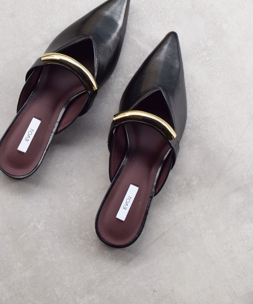 サンダル・ミュール GOLD SANDALS セール】クッション入りゴールドモチーフフラットミュール