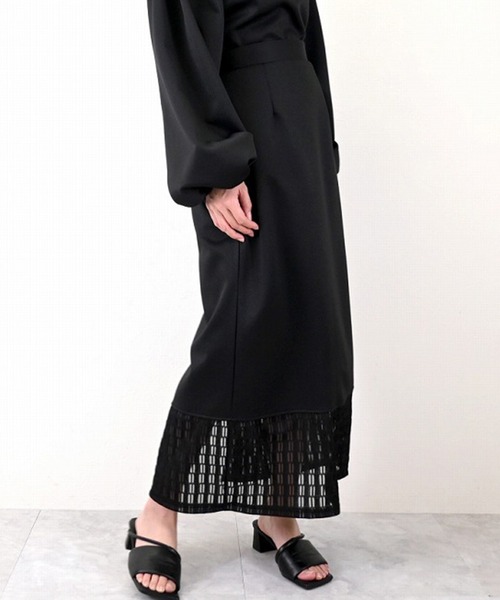 STYLEBLOCK（スタイルブロック）の「カットツイルシアー切替タイトスカート（スカート・レディース・アイボリー/グリーン系その他/ホワイト/ブラック・M）」の3枚目の写真